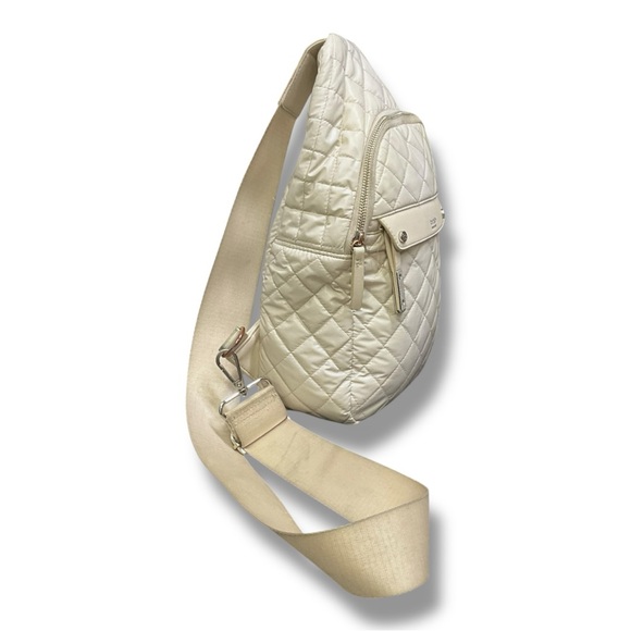 ✨ Tutilo New York Quilted Sling Backpack 🎒 Cream‎ Nylon Crossbody - Picture 4 of 8